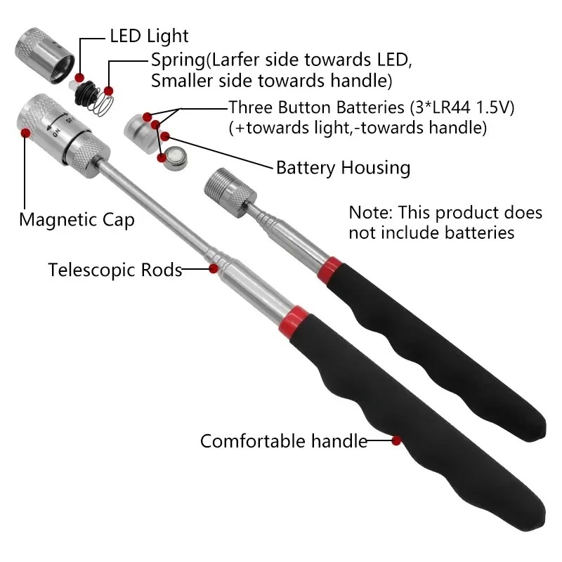 LED 라이트가 있는 텔레스코픽 자석 펜 확장 가능한  - Fishing Rod Travel 리뷰 및 가격